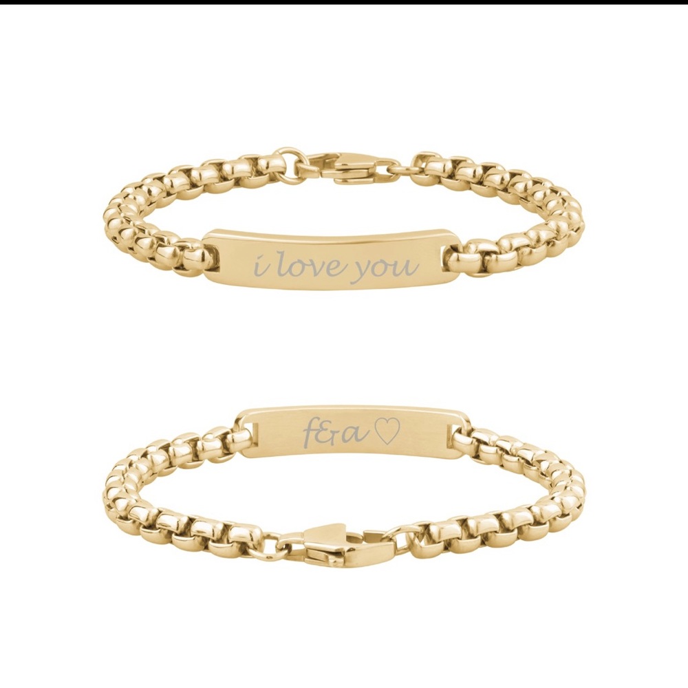 Gold Stainless steel men’s bracelet with engraving.
